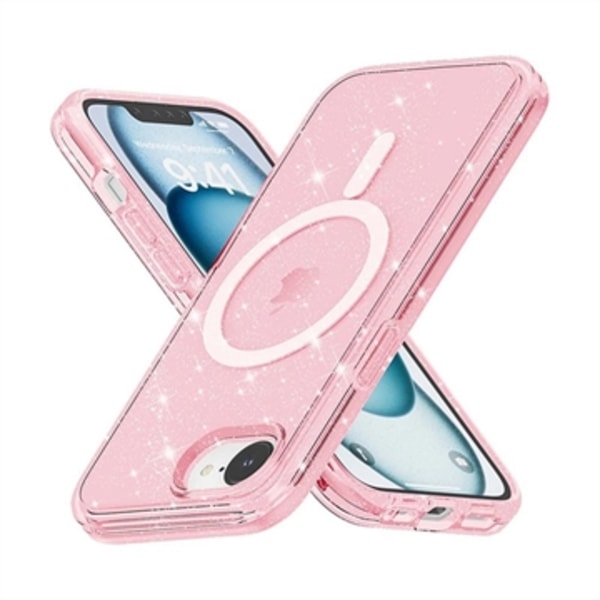 iPhone 16e Stylish Glitter Series Hybrid Skal - MagSafe-... Rosa