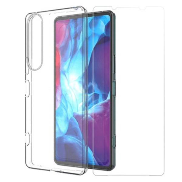 Saii 2-i-1 Sony Xperia 1 IV TPU Skal & Härdat Glas Skärmskydd Genomskinlig