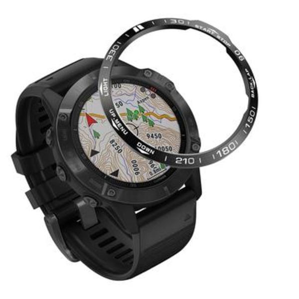 Garmin Fenix 6/6 Pro Klocka med ram i rostfritt stål - svart Svart