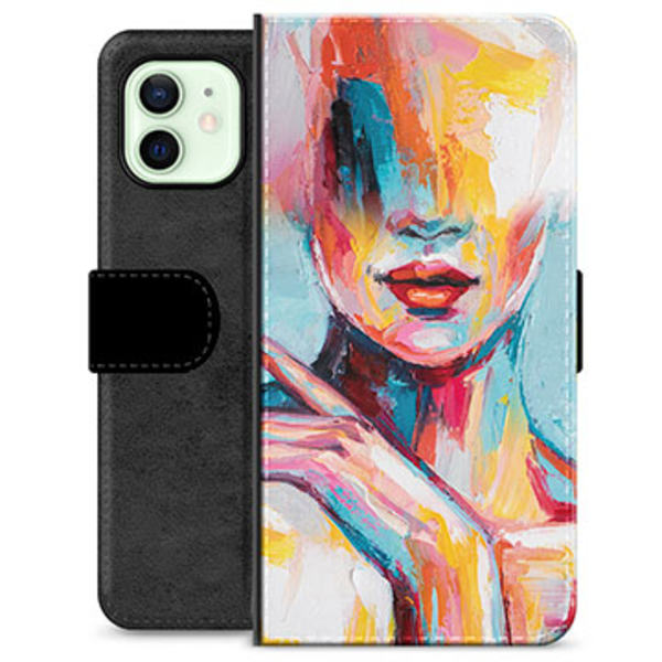iPhone 12 Premium Plånboksfodral - Abstrakt Porträtt Animerad