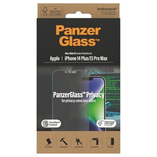iPhone 13 Pro Max/14 Plus PanzerGlass Ultra-Wide Fit Privacy... Svart