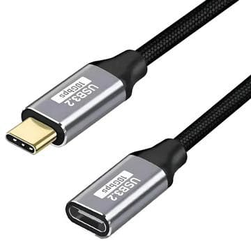 Nylonflätad USB-C-förlängningskabel - 3m, 10Gbps, 4K - svart Svart