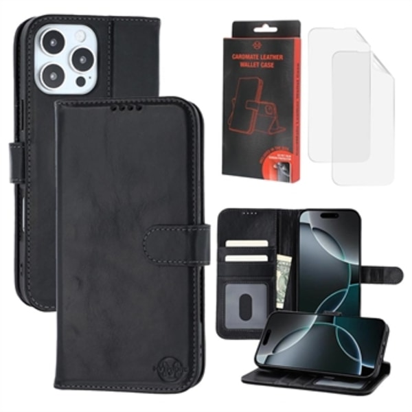 iPhone 16 Pro Max MyTPhone CardMate plånboksfodral i läder Svart