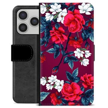 iPhone 17 Pro Premium Plånboksfodral - Vintage Blommor Animerad