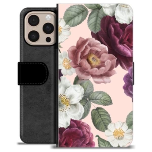 iPhone 16 Pro Max Premium Plånboksfodral - Romantiska Blommor Animerad