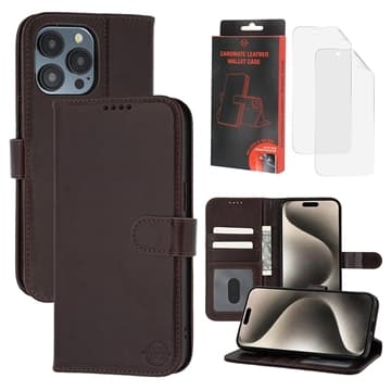 iPhone 15 Pro MyTPhone CardMate plånboksfodral i läder - m... Brun