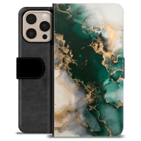 iPhone 16 Pro Max Premium Plånboksfodral - Jade Marmor Animerad