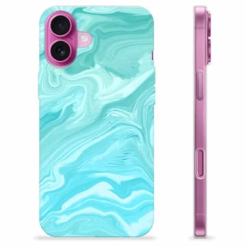 iPhone 16 Plus TPU-Skal - Blå Marmor Animerad