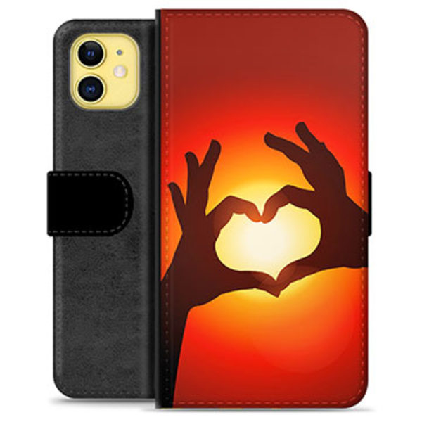 iPhone 11 Premium Plånboksfodral - Hjärtsiluett Animerad