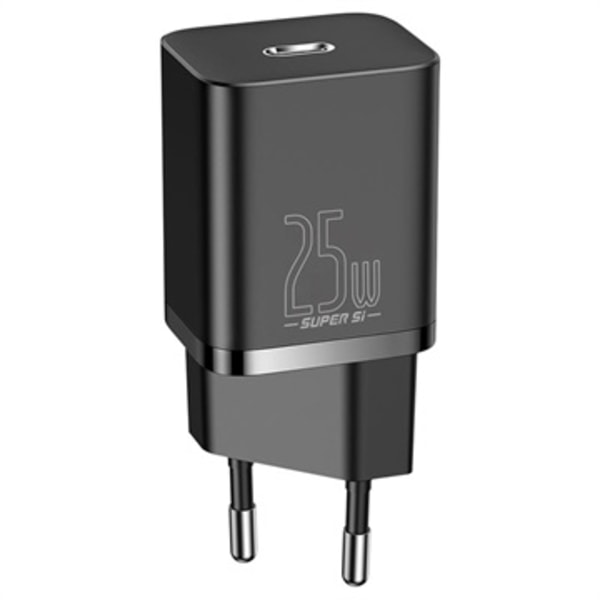 Baseus Super Si Snabbladdare och USB-C/USB-C Kabel - 25W - Svart Svart