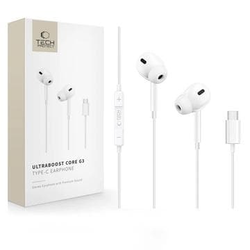 Tech-Protect Ultraboost Core G3 USB-C-hörlurar med sladd - Vit Vit