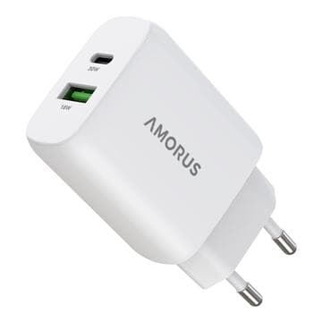 Amorus 30W GaN snabbladdare för vägg - vit Vit