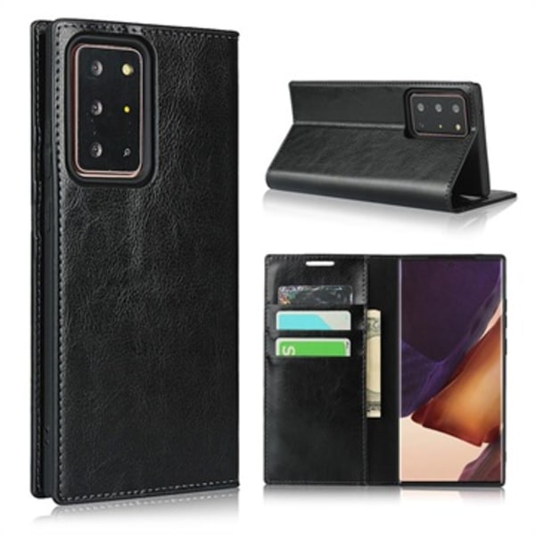 Samsung Galaxy Note20 Ultra Läder Plånboksfodral med Stativ... Svart