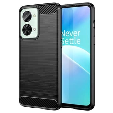 OnePlus Nord 2T Borstat TPU-skal - Kolfiber - Svart Svart