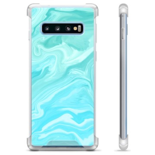 Samsung Galaxy S10 Hybridskal - Blå Marmor Blå
