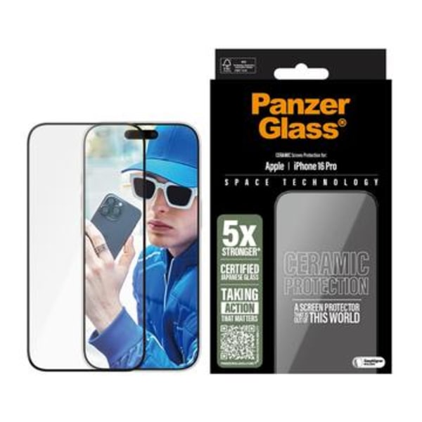 iPhone 16 Pro PanzerGlass Ceramic Protection Ultra-Wide Fit... Svart