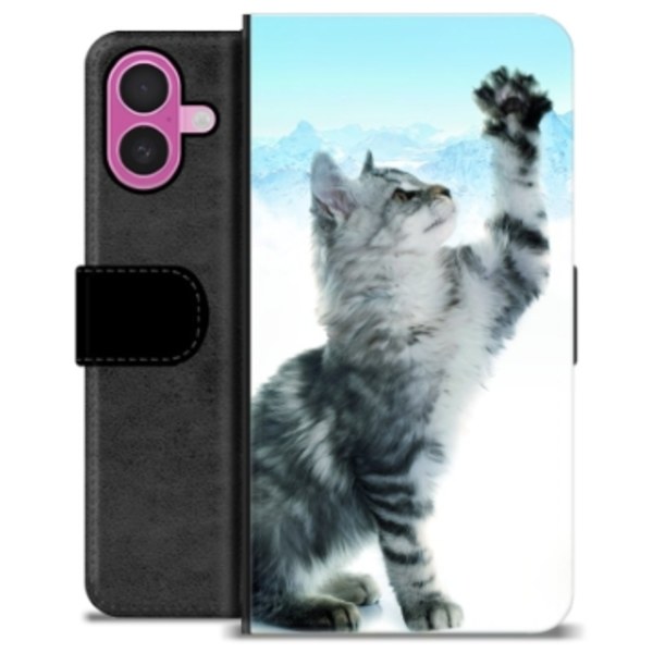 iPhone 16 Plus Premium Plånboksfodral - Kat Animerad