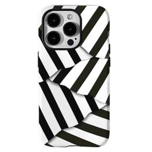 iPhone 15 Pro Ränder avtagbart 2-i-1 hybridfodral - svart / vit Tvåfärgad