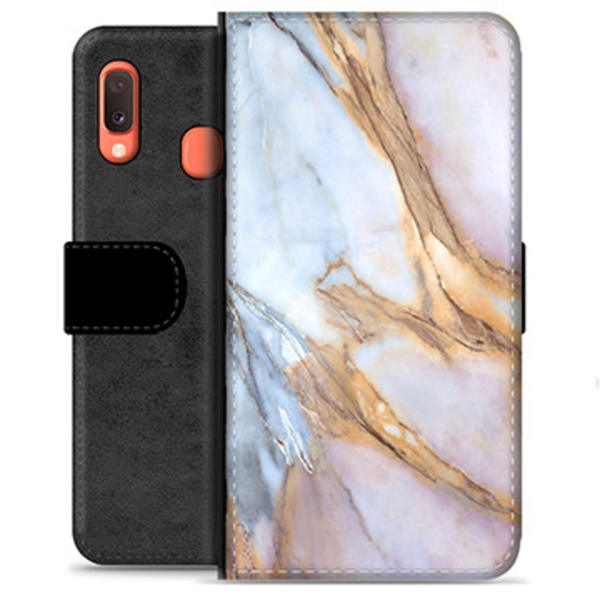 Samsung Galaxy A20e Premium Plånboksfodral - Elegant Marmor Animerad