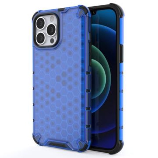 Honeycomb Armored iPhone 14 Pro Max Hybridskal - Blå Blå