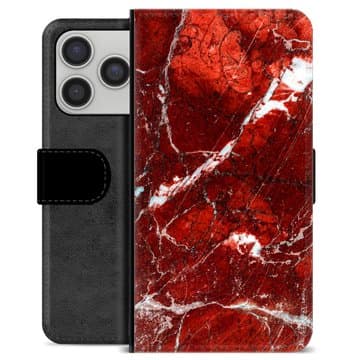 iPhone 17 Pro Premium Plånboksfodral - Räd Marmor Animerad