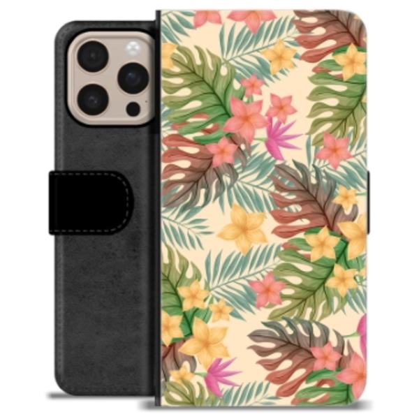 iPhone 16 Pro Max Premium Plånboksfodral - Rosa Blommor Animerad