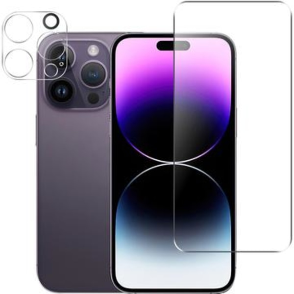 iPhone 15 Pro 2-i-1 Set Härdat Glas Skärmskydd - 9H &...