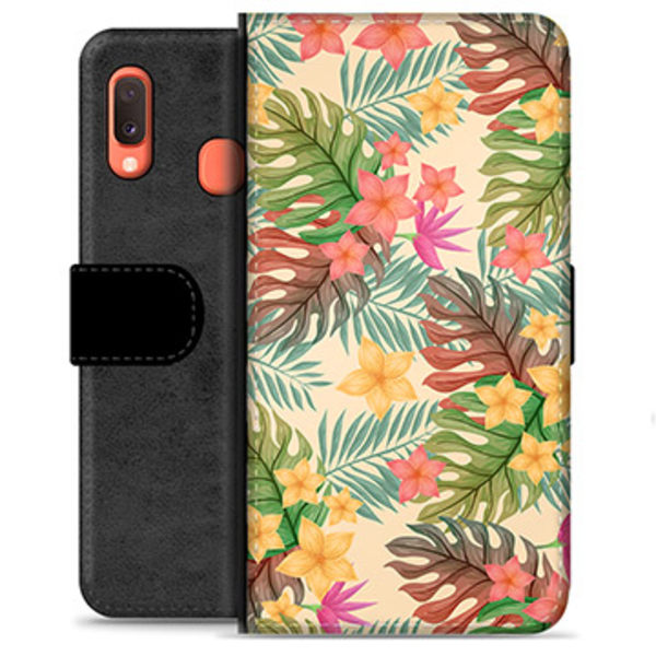 Samsung Galaxy A20e Premium Plånboksfodral - Rosa Blommor Rosa