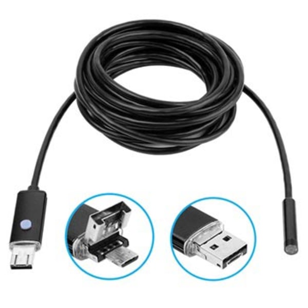 Android, PC Vattentät 8mm USB Endoskop Kamera AN99 - 5m - Svart Svart