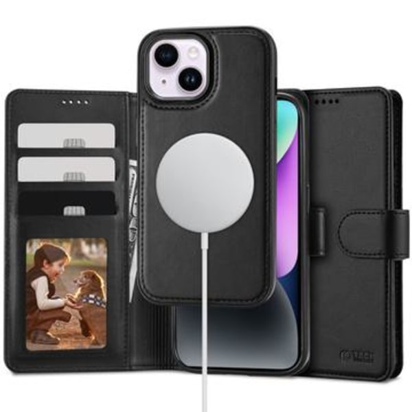 iPhone 14 Tech-Protect 2-i-1 plånboksfodral - Magsafe-... Svart