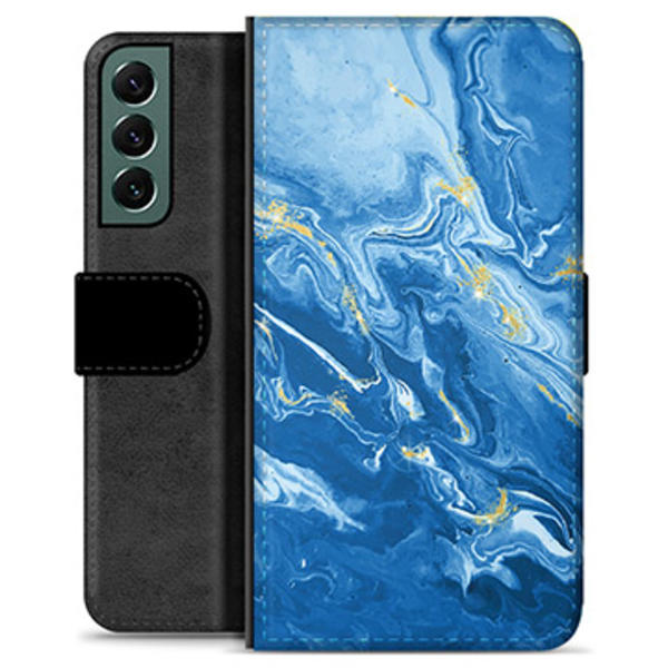 Samsung Galaxy S22+ 5G Premium Plånboksfodral - Färgrik Marmor Färgrik