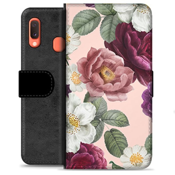 Samsung Galaxy A20e Premium Plånboksfodral - Romantiska Blommor Animerad