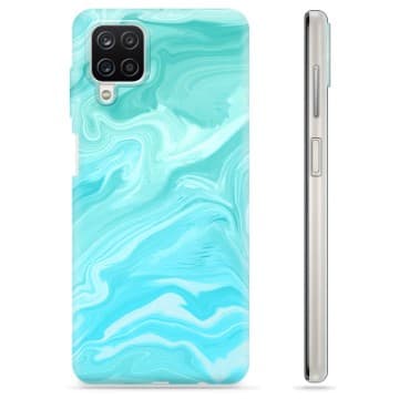 Samsung Galaxy A12 TPU-Skal - Blå Marmor Blå