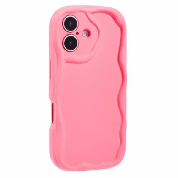 iPhone 16 Plus Candy Color Wavy TPU-Skal - Varmrosa Rosa