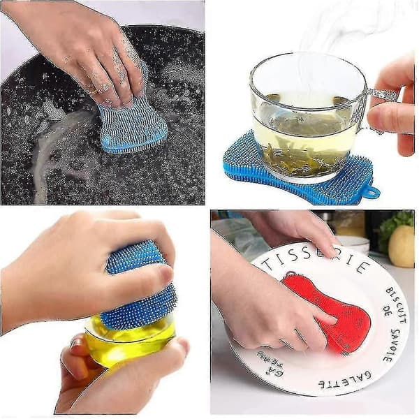 Silikondisksvamp kökssilikonsvamp diskborste, 3-pack (w)