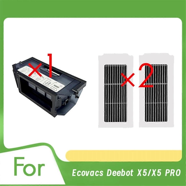 Pölysäiliö ja 2 suodatinta Ecovacs Deebot X5/X5 PRO robotti-imurin lisävarusteiden varaosille (W)