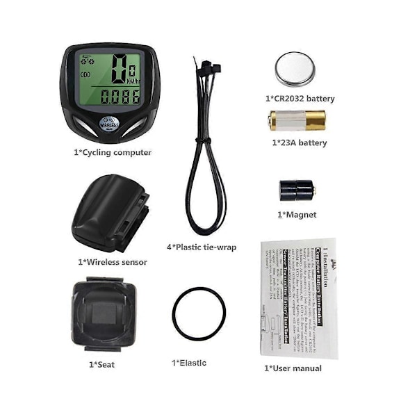 Trådløs vandtæt cykelcomputer med magnetsensor, digitalt speedometer, multifunktionel cykelcomputer (W)