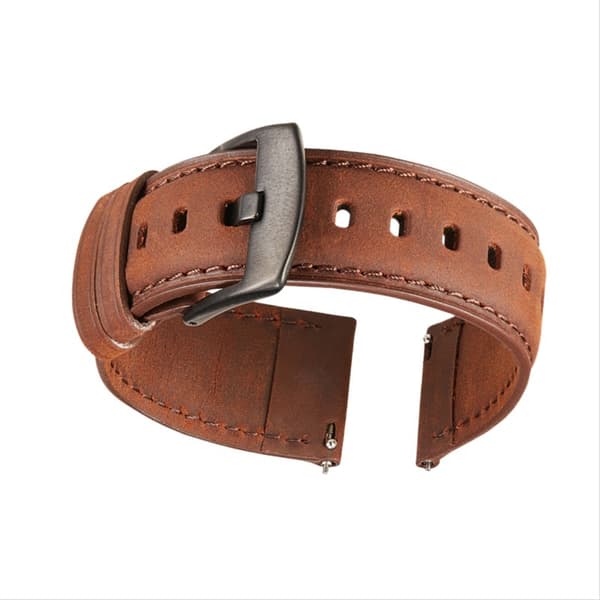 Brunt läderarmband för Samsung/Huawei smartklockor, 22mm, snabbfäste