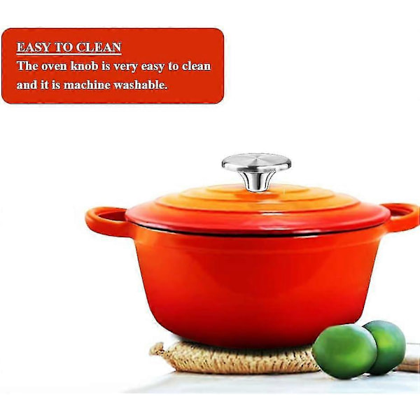 Grydelågsknop i rustfrit stål, erstatningsknop til Le Creuset, Aldi, Lodge og andre emaljerede støbejernsgryder (frosted) (W)