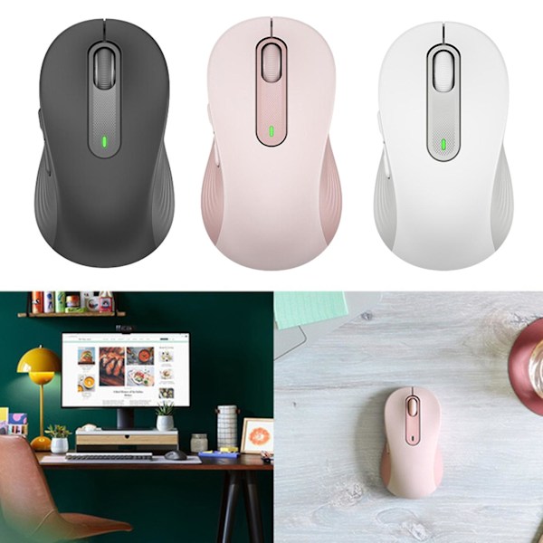M650 Trådlös Mus 2.4GHz Bluetooth-kompatibel Dubbla Lägen Ergonomisk DPI Justerbar Tyst Mini Lätt Universal Sladdlös [DB] Pink
