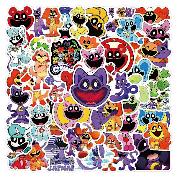 Dekorative Smilende Critters Poppy Playtime Klistermærker til Scrapbog Laptop Kuffert Skateboard Konvolutter 50Stk