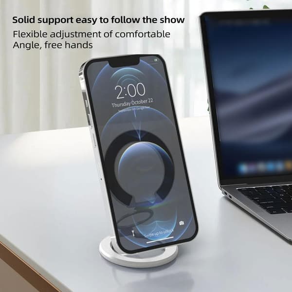 Sammenleggbar telefonholder med magnetisk stativ for 360-graders visning