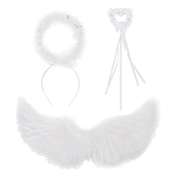 1 Set Angel Feather Wings Costume  - Halloween And Cosplay Feather Wings Halo For Adults And Kidsparty Supplies Decorate Wedding Decoration