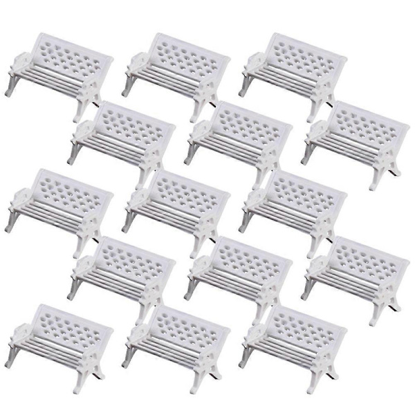 Pienoiskoossa puiset penkit mallit koristeelliset realistiset pienoispuiston penkit (W)