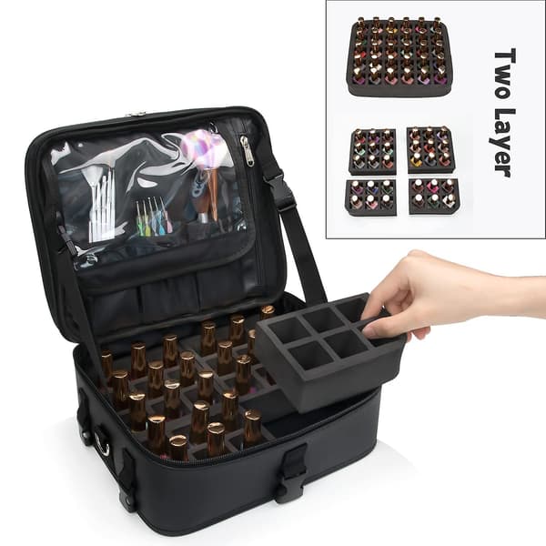2023 - Organizer för nagellack, dubbellagers nagellacksförvaring med plats för 30 flaskor (15 ml - 0,5 fl oz)(v)
