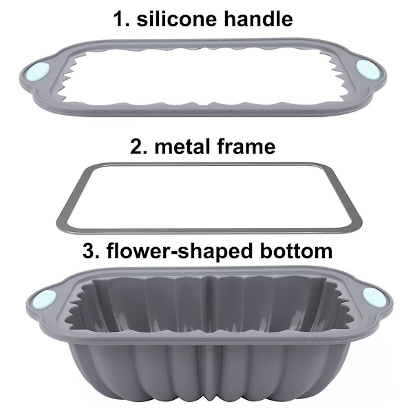Brödform i silikon, nordisk design, klassisk räfflad toastform, metallförstärkt ram, säker bakning {FW} Light Blue