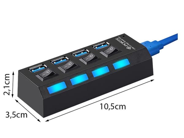USB 4-Port Strømstyret Hub