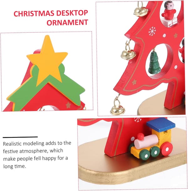 Trä röda mini julgransprydnader, set om 6
