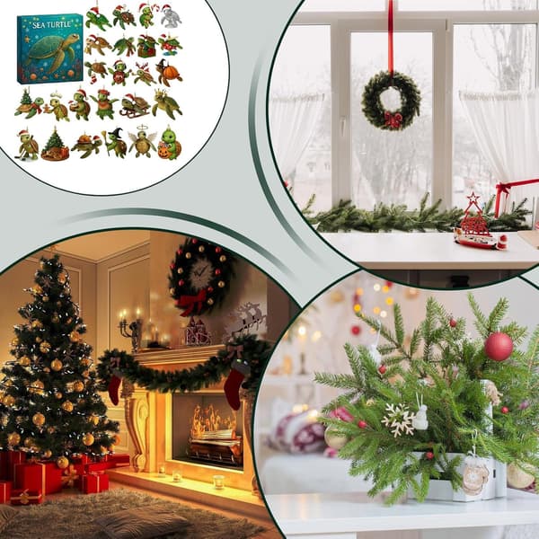 Julekalender med havskilpadder (24 dager) - 2D Akrylpynt (W)