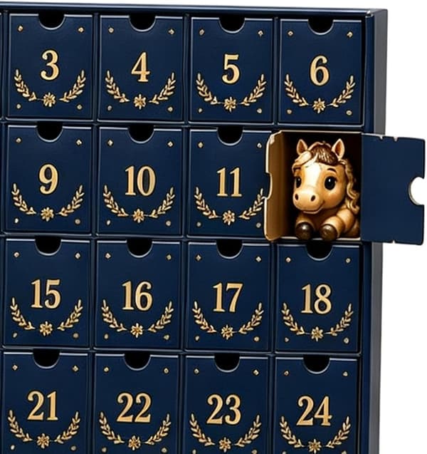 Julekalender (26*18*3 cm), 2D akrylpynt (hestemotiv) - 24 dage før jul (W)